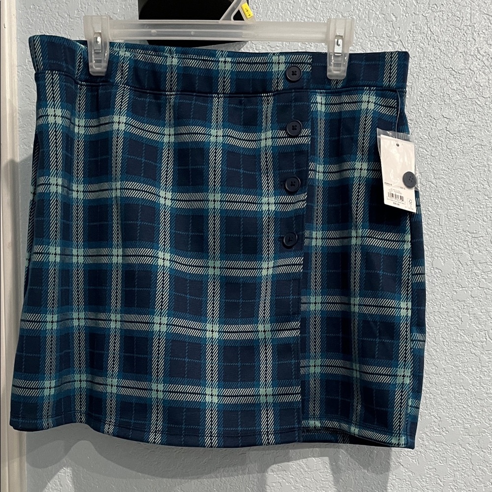 Stylish Plaid Mini Skirt in Blue and Green